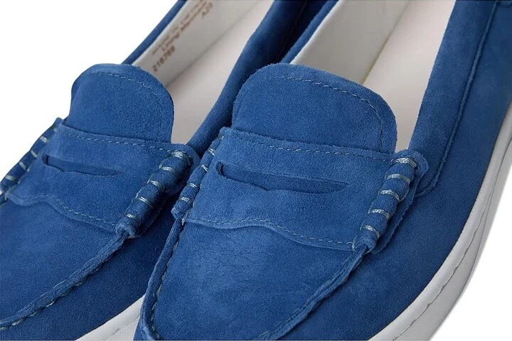 Cole Haan Nantucket Penny Women's Flat Shoes Dutchblue Suede/White : 9 B - Medium, Leather - Image 7
