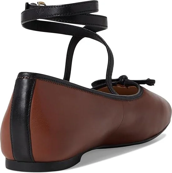 Cole Haan Nicolette Ankle Strap Ballets Women's Shoes Dark Cuoio Leather/Black Leather : 7 B - Medium - Image 4