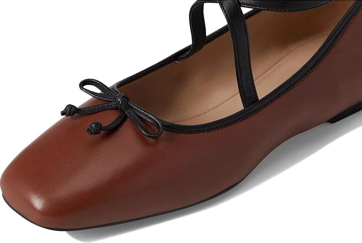 Cole Haan Nicolette Ankle Strap Ballets Women's Shoes Dark Cuoio Leather/Black Leather : 7 B - Medium - Image 7