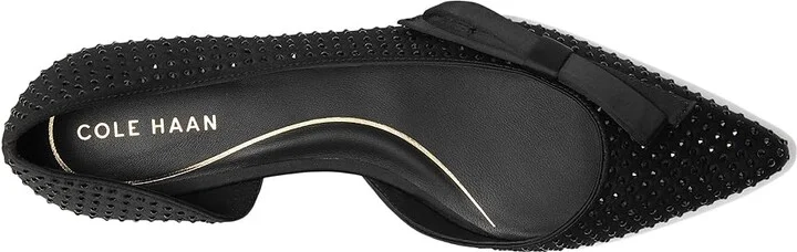 Cole Haan Noella Bow Skimmer Women's Flat Shoes Black Satin 1 : 7.5 B - Medium, Leather - Image 2