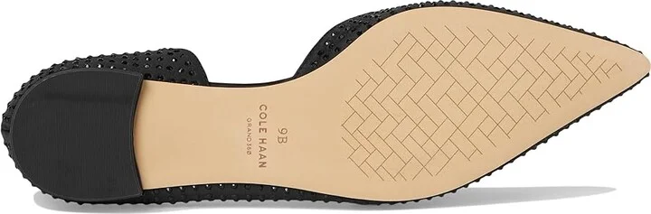 Cole Haan Noella Bow Skimmer Women's Flat Shoes Black Satin 1 : 7.5 B - Medium, Leather - Image 3