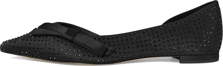 Cole Haan Noella Bow Skimmer Women's Flat Shoes Black Satin 1 : 7.5 B - Medium, Leather - Image 6