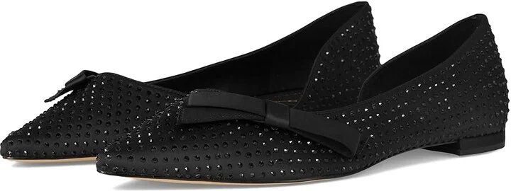 Cole Haan Noella Bow Skimmer Women's Flat Shoes Black Satin 1 : 7.5 B - Medium, Leather