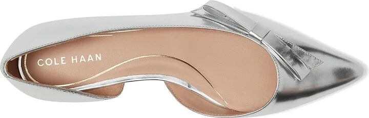 Cole Haan Noella Bow Skimmer Women's Flat Shoes Silver Specchio : 8.5 B - Medium, Leather - Image 2