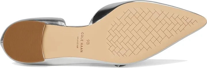 Cole Haan Noella Bow Skimmer Women's Flat Shoes Silver Specchio : 8.5 B - Medium, Leather - Image 3