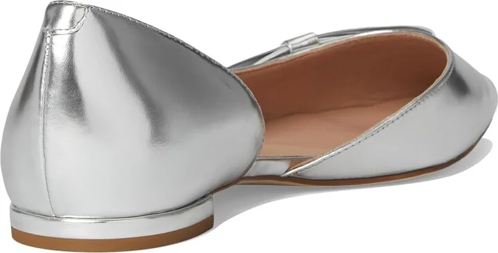 Cole Haan Noella Bow Skimmer Women's Flat Shoes Silver Specchio : 8.5 B - Medium, Leather - Image 4