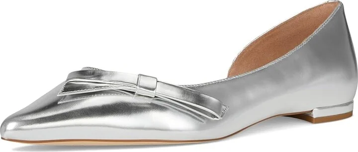 Cole Haan Noella Bow Skimmer Women's Flat Shoes Silver Specchio : 8.5 B - Medium, Leather - Image 5