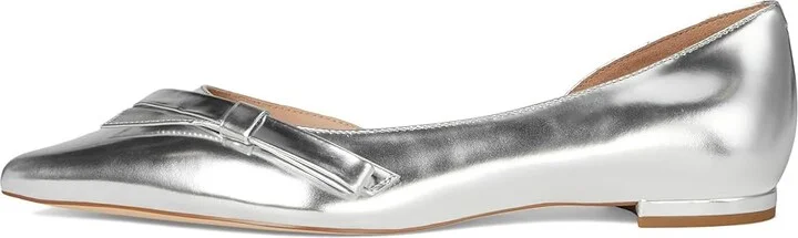 Cole Haan Noella Bow Skimmer Women's Flat Shoes Silver Specchio : 8.5 B - Medium, Leather - Image 6