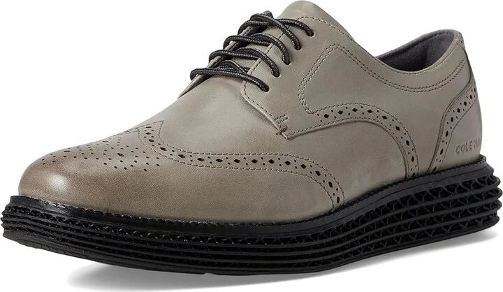 Cole Haan Original Grand 2.0 Wing Tip Oxford Men's Lace Up Wing Tip Shoes Drizzle/Black : 9.5 D - Medium, Leather - Image 5