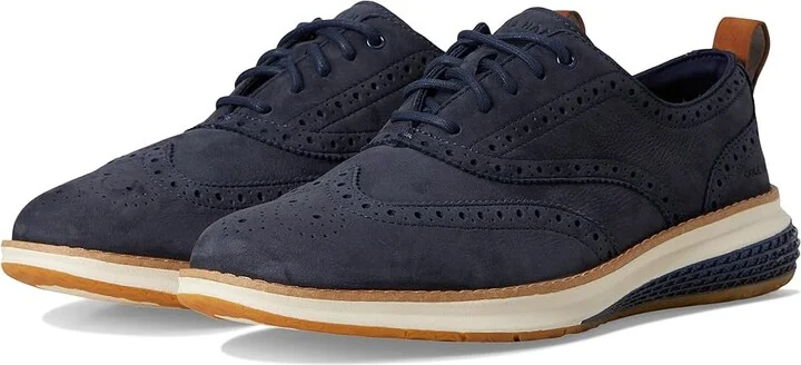 Cole Haan Original Grand Energy Weave Wing Tip Oxford Men's Lace-up Boots Navy Blazer Nubuck/Ivory : 7 D - Medium, Leather