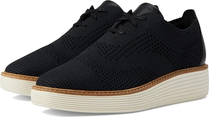 Cole Haan Original Grand Platform Stitchlite Oxford Women's Shoes Black Knit/Ivory : 5.5 B - Medium, Synthetic