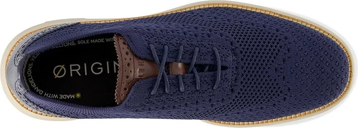 Cole Haan Original Grand Remastered Stitchlite Oxford Men's Lace Up Wing Tip Shoes Marine Blue/Dark Chocolate/Silver Lining : 9.5 D - Medium - Image 2