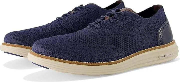 Cole Haan Original Grand Remastered Stitchlite Oxford Men's Lace Up Wing Tip Shoes Marine Blue/Dark Chocolate/Silver Lining : 9.5 D - Medium
