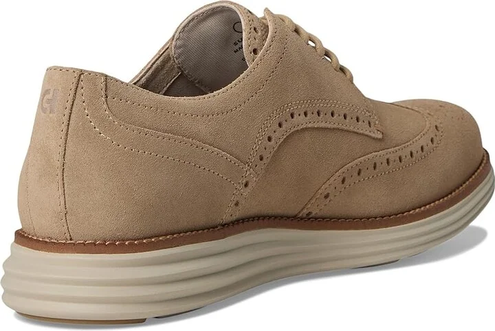 Cole Haan Original Grand Remastered Wing Tip Men's Lace Up Wing Tip Shoes Birchbeige Suede/Dark Natural : 8.5 W - Wide, Leather - Image 4