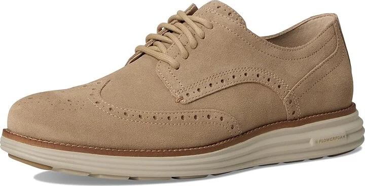 Cole Haan Original Grand Remastered Wing Tip Men's Lace Up Wing Tip Shoes Birchbeige Suede/Dark Natural : 8.5 W - Wide, Leather - Image 5