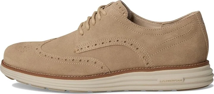 Cole Haan Original Grand Remastered Wing Tip Men's Lace Up Wing Tip Shoes Birchbeige Suede/Dark Natural : 8.5 W - Wide, Leather - Image 6
