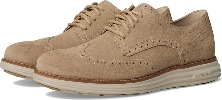 Cole Haan Original Grand Remastered Wing Tip Men's Lace Up Wing Tip Shoes Birchbeige Suede/Dark Natural : 8.5 W - Wide, Leather