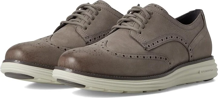 Cole Haan Original Grand Remastered Wing Tip Men's Lace Up Wing Tip Shoes Titanium Nubuck/Silver Birch : 7.5 D - Medium, Leather