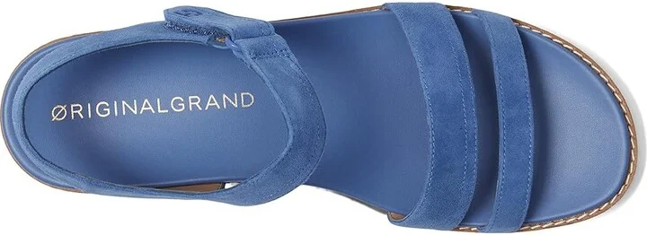 Cole Haan Originalgrand Peyton Flatform Women's Sandals Dutchblue Suede/Natural Canvas/Ivory : 10.5 B - Medium, Leather - Image 2