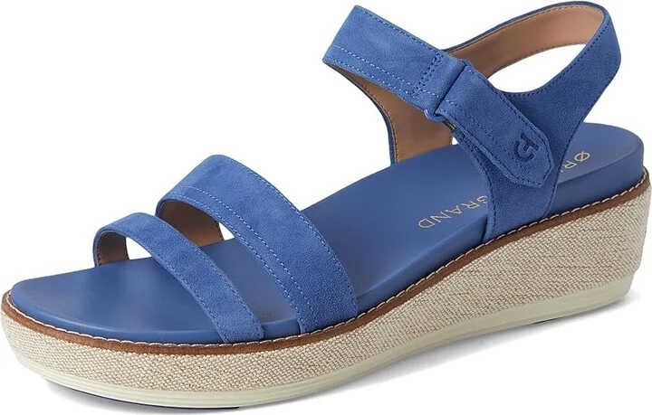 Cole Haan Originalgrand Peyton Flatform Women's Sandals Dutchblue Suede/Natural Canvas/Ivory : 10.5 B - Medium, Leather - Image 5