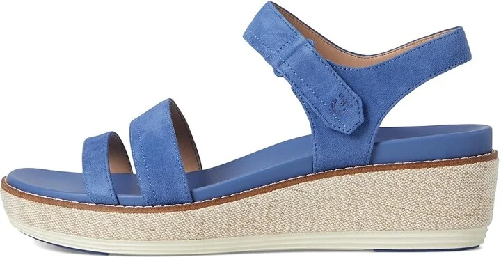 Cole Haan Originalgrand Peyton Flatform Women's Sandals Dutchblue Suede/Natural Canvas/Ivory : 10.5 B - Medium, Leather - Image 6
