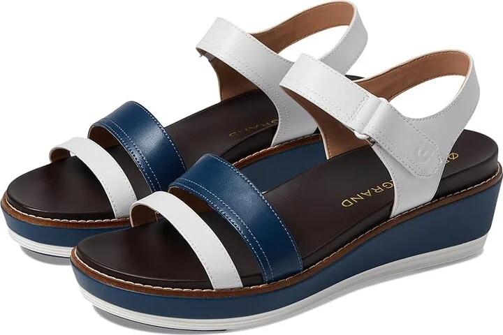 Cole Haan Originalgrand Peyton Flatform Women's Sandals Optic White/Blue Wing Teal : 10.5 B - Medium, Leather