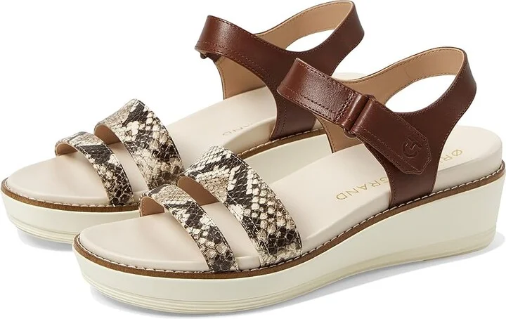 Cole Haan Originalgrand Peyton Flatform Women's Sandals Pecan/Sandollar Snake Print/Ivory : 8.5 B - Medium, Leather
