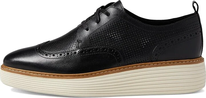 Cole Haan Originalgrand Platform Wing Tip Oxford Women's Shoes Black/Ivory : 10 B - Medium, Leather - Image 6
