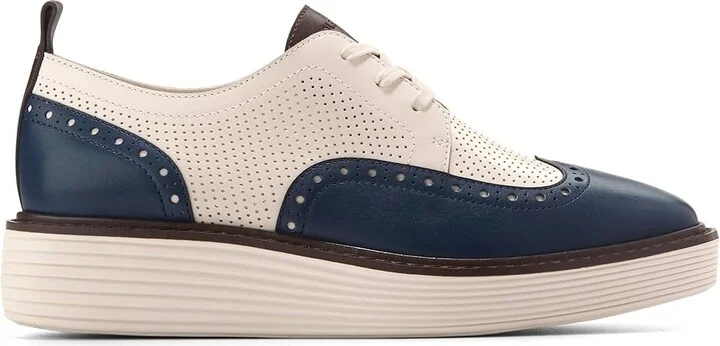Cole Haan Originalgrand Platform Wing Tip Oxford Women's Shoes Blue Wing Teal/Ivory : 5 B - Medium, Leather - Image 6
