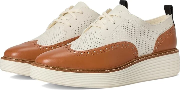 Cole Haan Originalgrand Platform Wing Tip Oxford Women's Shoes Pecan/Ivory : 10 B - Medium, Leather