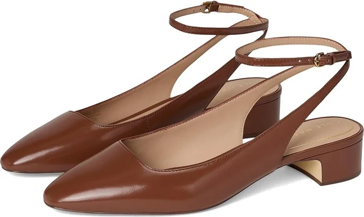 Cole Haan Paden Ankle Strap Pumps High Women's Heels Dark Cuoio Box Leather : 11 B - Medium