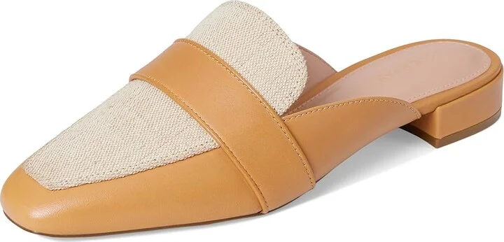 Cole Haan Pasha Mules Women's Flat Shoes Biscuit Leather/Ivory Canvas : 11 B - Medium, Leather/Rubber - Image 5