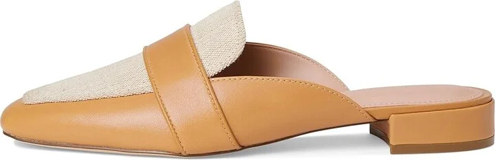 Cole Haan Pasha Mules Women's Flat Shoes Biscuit Leather/Ivory Canvas : 11 B - Medium, Leather/Rubber - Image 6