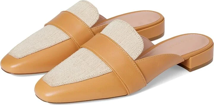 Cole Haan Pasha Mules Women's Flat Shoes Biscuit Leather/Ivory Canvas : 11 B - Medium, Leather/Rubber