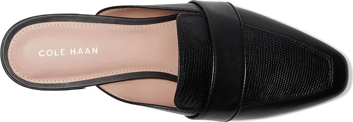 Cole Haan Pasha Mules Women's Flat Shoes Black Leather/Lizard : 8 B - Medium, Leather/Rubber - Image 2