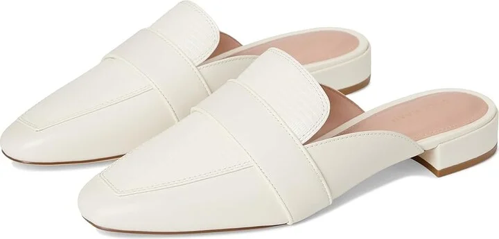 Cole Haan Pasha Mules Women's Flat Shoes Ivory Leather/Ivory Lizard Print Leather : 7 B - Medium, Leather/Rubber