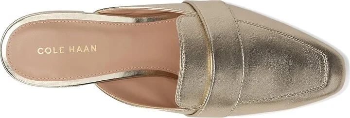 Cole Haan Pasha Mules Women's Flat Shoes Soft Gold Leather : 9.5 B - Medium, Leather/Rubber - Image 2