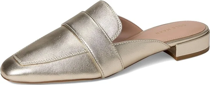 Cole Haan Pasha Mules Women's Flat Shoes Soft Gold Leather : 9.5 B - Medium, Leather/Rubber - Image 5