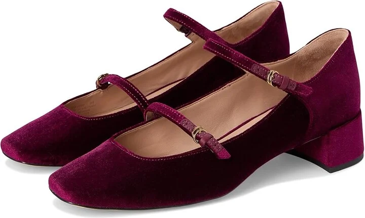 Cole Haan Paxton Maryjane Pump High Women's Heels Black Cherry Velor : 10 B - Medium, Leather/Rubber