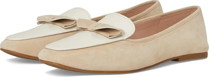 Cole Haan Payson Soft Bow Loafers Women's Shoes Light Sesame Suede/Ivory Leather : 7.5 B - Medium