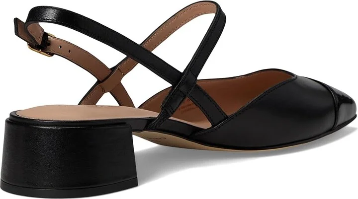 Cole Haan Pella Block Heel Slings High Women's Heels Black Leather/Black Patent : 10 B - Medium - Image 4