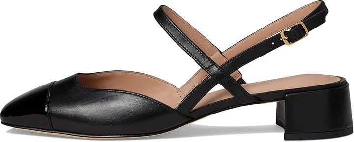 Cole Haan Pella Block Heel Slings High Women's Heels Black Leather/Black Patent : 10 B - Medium - Image 6