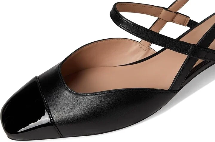 Cole Haan Pella Block Heel Slings High Women's Heels Black Leather/Black Patent : 10 B - Medium - Image 7