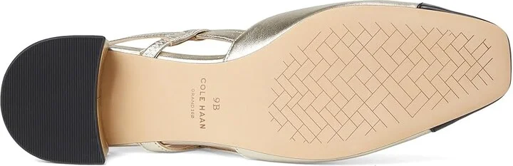Cole Haan Pella Block Heel Slings High Women's Heels Soft Gold Leather/Black Patent Leather : 7.5 B - Medium - Image 3