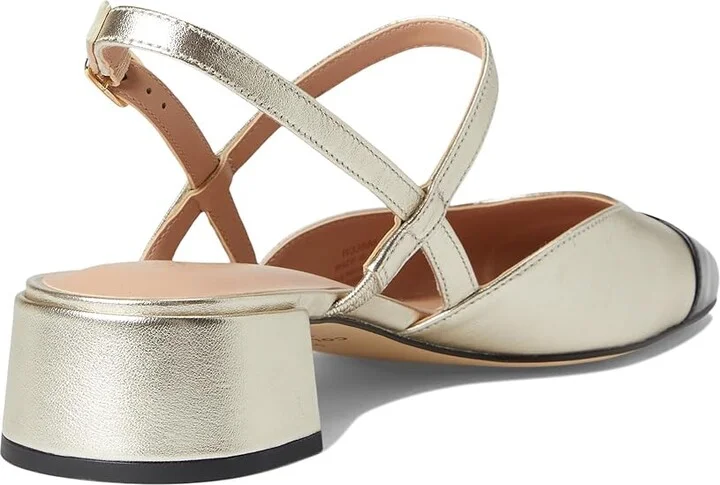 Cole Haan Pella Block Heel Slings High Women's Heels Soft Gold Leather/Black Patent Leather : 7.5 B - Medium - Image 4