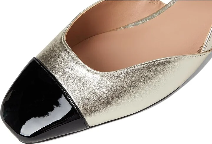 Cole Haan Pella Block Heel Slings High Women's Heels Soft Gold Leather/Black Patent Leather : 7.5 B - Medium - Image 7