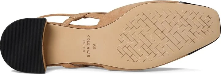 Cole Haan Pella Block Heel Slings High Women's Heels Tuscan Sand Suede/Black Pat Leather : 5.5 B - Medium - Image 3