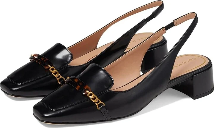 Cole Haan Penley Slingbck Pump High Women's Heels Black Box Leather : 7 B - Medium, Leather/Rubber