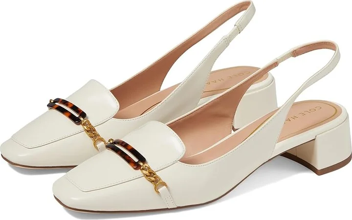 Cole Haan Penley Slingbck Pump High Women's Heels Ivory Box Leather : 8.5 B - Medium, Leather/Rubber
