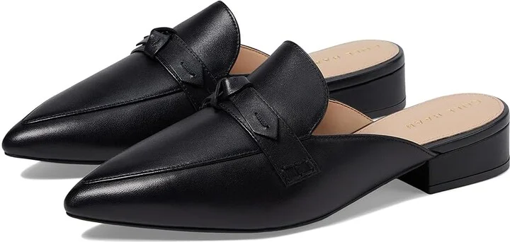 Cole Haan Piper Bow Mule Women's Flat Shoes Black Leather : 7.5 B - Medium